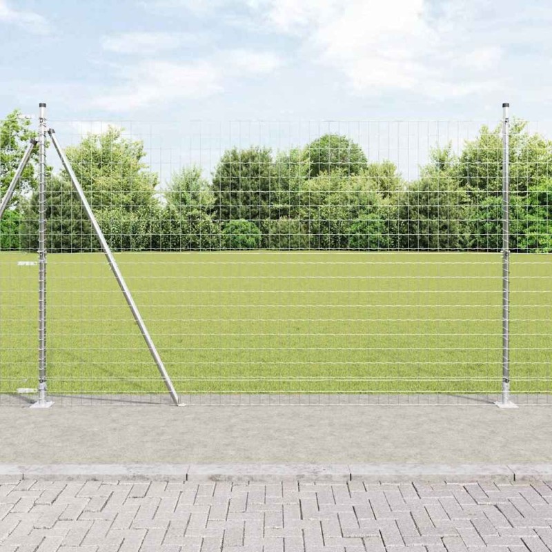 Clôture avec poteau Argenté 1,6 x 10 m Acier 530802530802