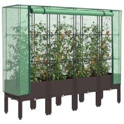 Jardinière surélevée avec housse aspect rotin 160x40x140 cm 530916530916