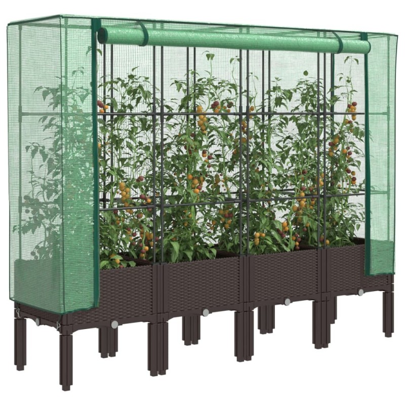 Jardinière surélevée avec housse aspect rotin 160x40x140 cm 530916530916