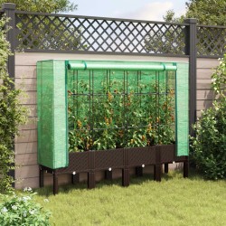 Jardinière surélevée avec housse aspect rotin 160x40x140 cm 530916530916
