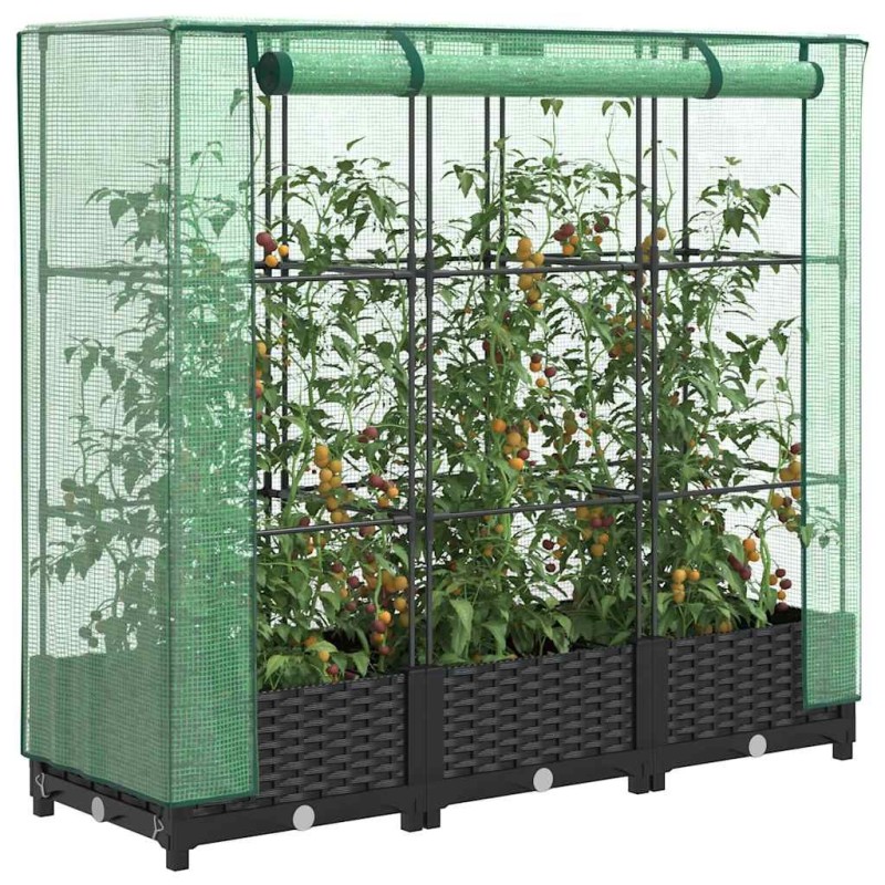 Lit surélevé avec housse de serre aspect rotin 120 x 40 x 123 cm 530919530919