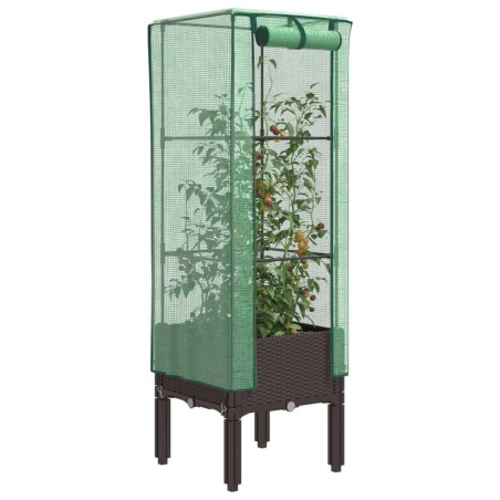Jardinière surélevée avec housse aspect rotin 40x40x140 cm 530950530950