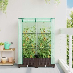 Jardinière surélevée avec housse aspect rotin 80x40x123 cm 530956530956