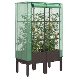 Jardinière surélevée avec housse aspect rotin 80x40x140 cm 530979530979