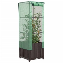 Jardinière surélevée avec housse aspect rotin 40x40x139 cm 530988530988