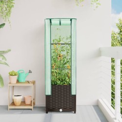 Jardinière surélevée avec housse aspect rotin 40x40x139 cm 530988530988