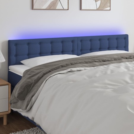  Tête de lit à LED Bleu 200x5x78/88 cm Tissu 