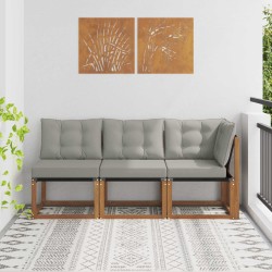 Canapé d’extérieur milieu et coin avec coussin 3 Pièce Naturel 531080531080