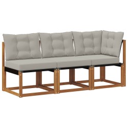 Canapé d’extérieur milieu et coin avec coussin 3 Pièce Naturel 531080531080