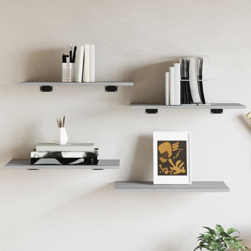 Étagères murales 4 pcs sonoma gris 60x30x1,5 cm bois ingénierie 531090531090