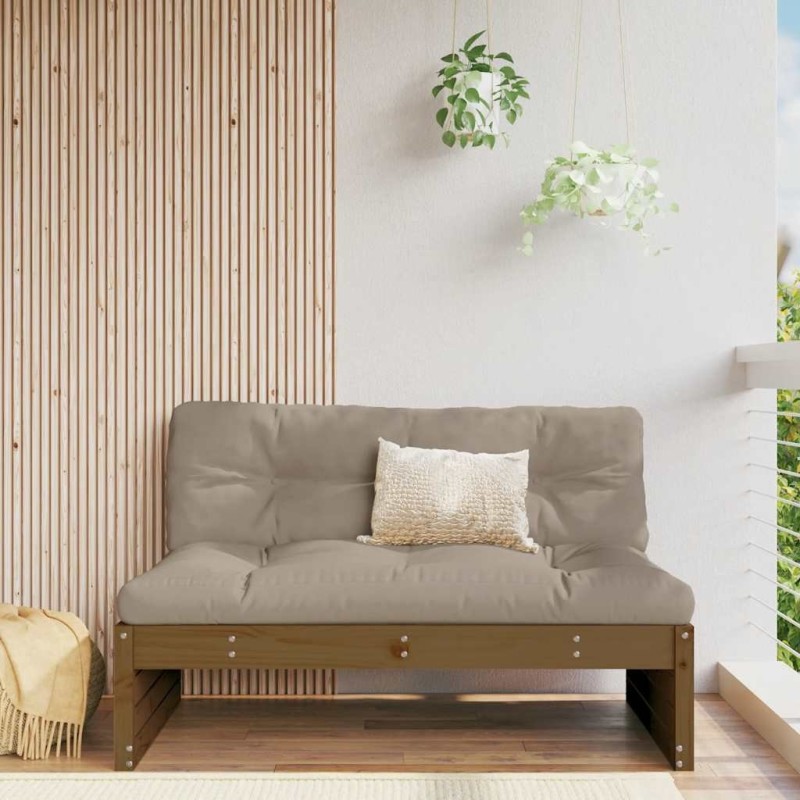 Canapé central 120x80 cm marron miel bois de pin massif 531093531093