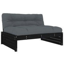 Canapé central 120x80 cm noir bois de pin massif 531100531100