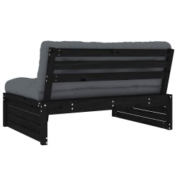 Canapé central 120x80 cm noir bois de pin massif 531100531100