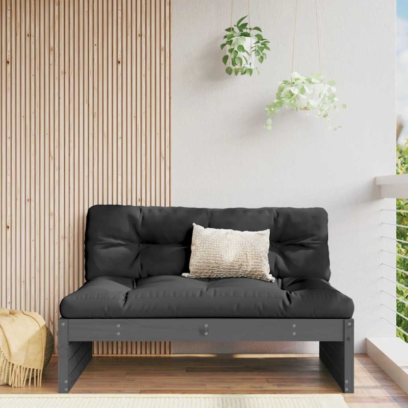 Canapé central 120x80 cm gris bois de pin massif 531115531115