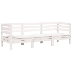 Canapé de jardin 3 places blanc bois de pin massif 531122531122