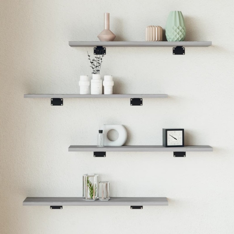 Étagères murales 4 pcs sonoma gris 60x10x1,5 cm bois ingénierie 531138531138