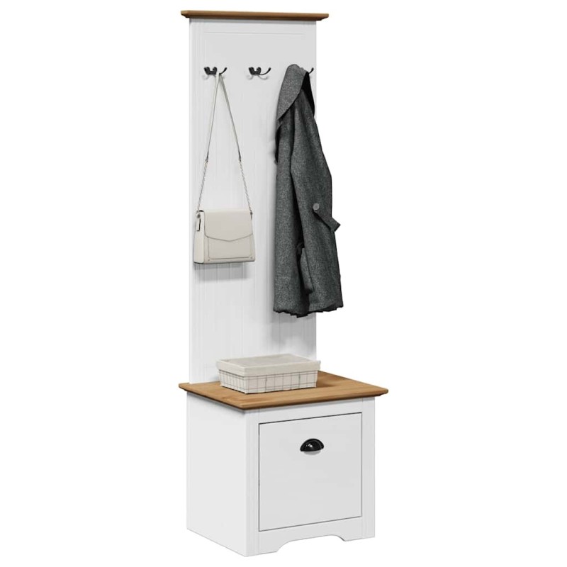 Armoire de couloir avec crochets BODO blanc marron 50x40x157 cm 531180531180