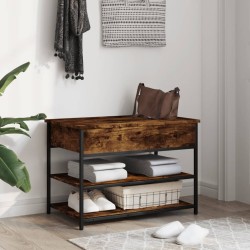 Banc à chaussures chêne fumé 70x42,5x50 cm bois d'ingénierie 531195531195