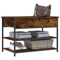 Banc à chaussures chêne fumé 70x42,5x50 cm bois d'ingénierie 531195531195