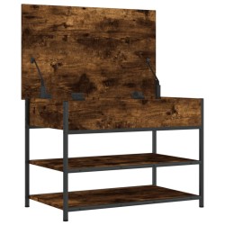 Banc à chaussures chêne fumé 70x42,5x50 cm bois d'ingénierie 531195531195
