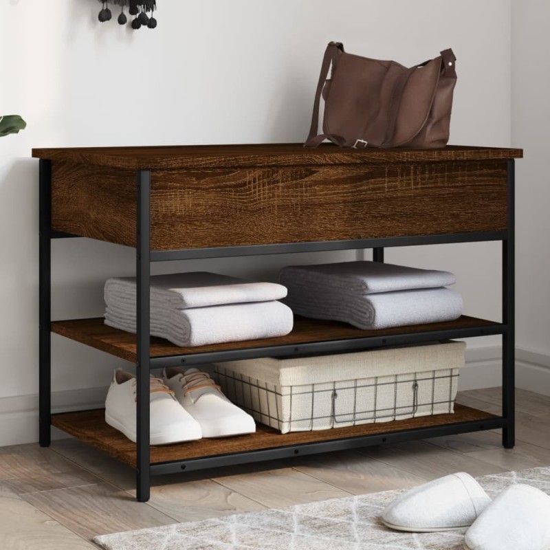 Banc à chaussures chêne marron 70x42,5x50 cm bois d'ingénierie 531208531208