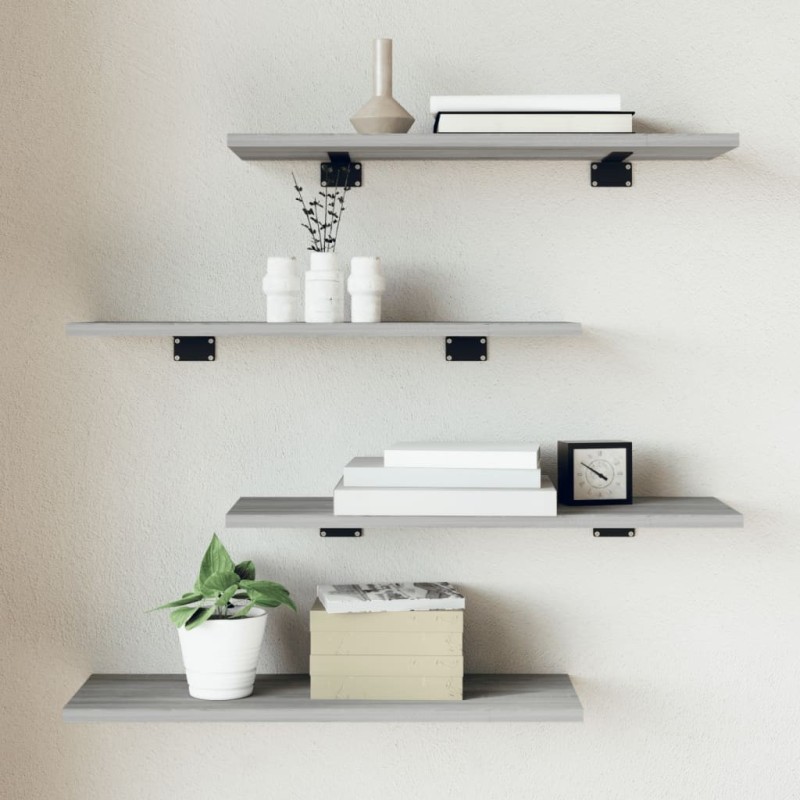 Étagères murales 4 pcs sonoma gris 60x20x1,5 cm bois ingénierie 531214531214