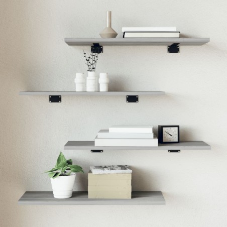 Étagères murales 4 pcs sonoma gris 60x20x1,5 cm bois ingénierie 531214531214