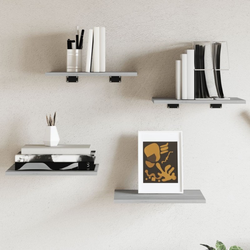 Étagères murales 4 pcs sonoma gris 40x30x1,5 cm bois ingénierie 531218531218