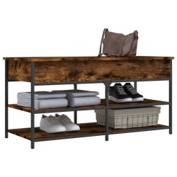 Banc à chaussures chêne fumé 100x42,5x50 cm bois d'ingénierie 531220531220
