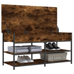 Banc à chaussures chêne fumé 100x42,5x50 cm bois d'ingénierie 531220531220