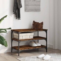 Banc à chaussures chêne fumé 70x38,5x49 cm bois d'ingénierie 531221531221