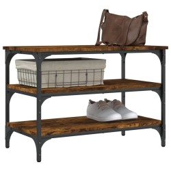 Banc à chaussures chêne fumé 70x38,5x49 cm bois d'ingénierie 531221531221