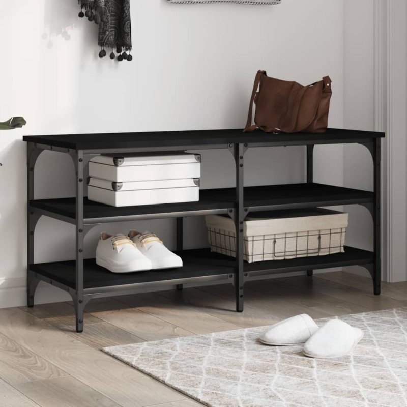 Banc à chaussures noir 100x38,5x49 cm bois d'ingénierie 531222531222