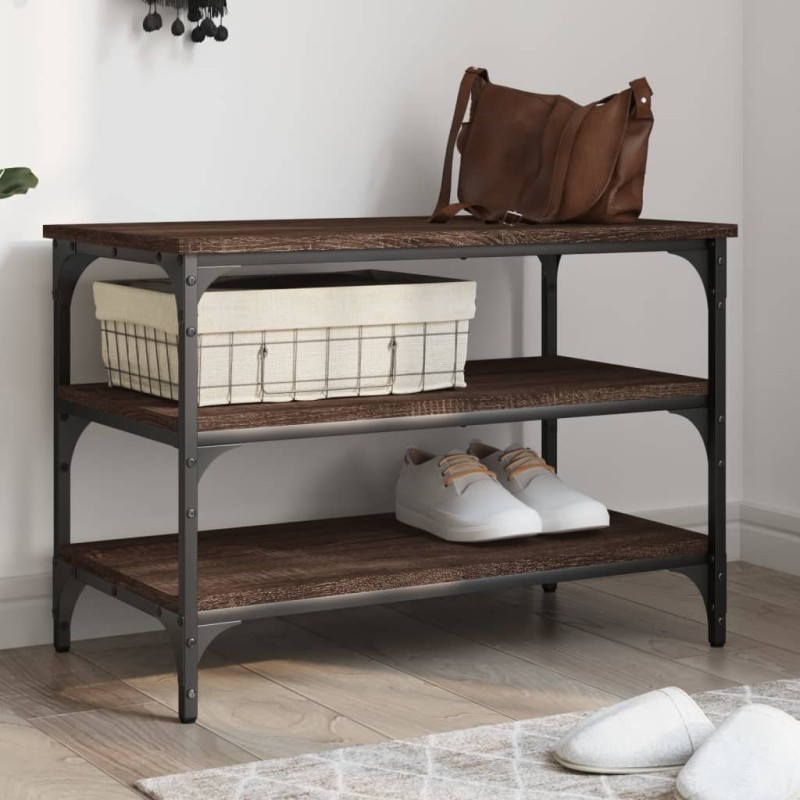 Banc à chaussures chêne marron 70x38,5x49 cm bois d'ingénierie 531223531223