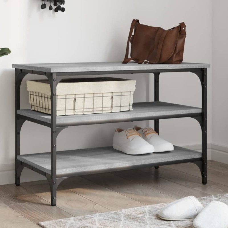 Banc à chaussures sonoma gris 70x38,5x49 cm bois d'ingénierie 531224531224