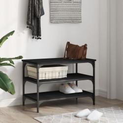 Banc à chaussures noir 70x38,5x49 cm bois d'ingénierie 531227531227