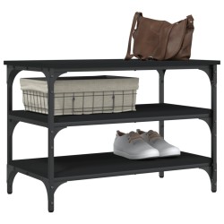 Banc à chaussures noir 70x38,5x49 cm bois d'ingénierie 531227531227