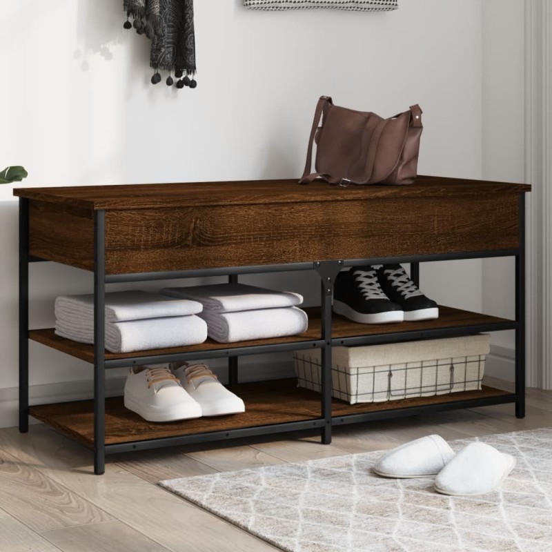 Banc à chaussures chêne marron 100x42,5x50 cm bois d'ingénierie 531230531230
