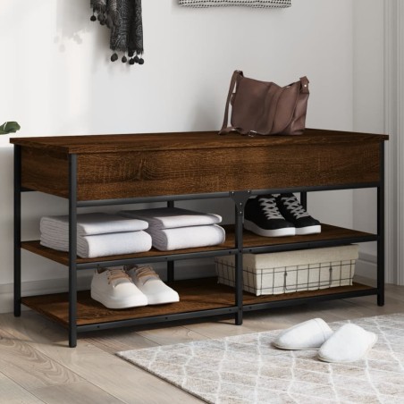 Banc à chaussures chêne marron 100x42,5x50 cm bois d'ingénierie 531230531230