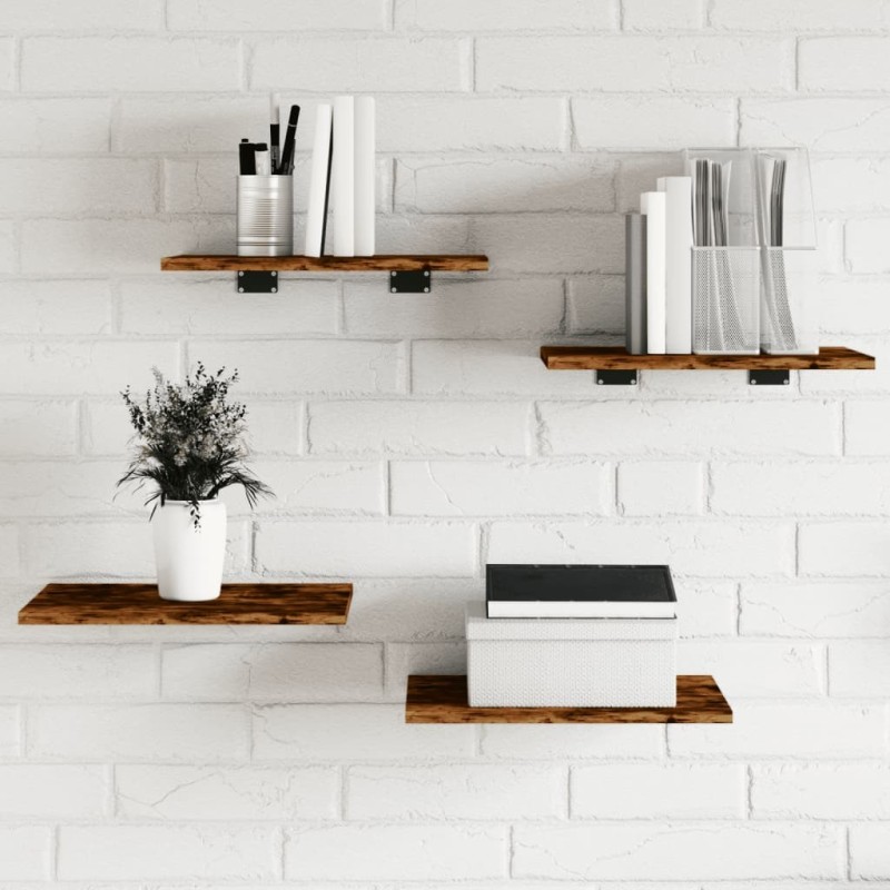 Étagères murales 4 pcs chêne fumé 40x30x1,5cm bois d'ingénierie 531233531233