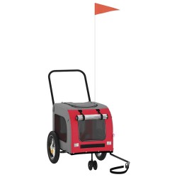 Remorque de vélo pour animaux Rouge et gris 125 x 53 x 54 cm 531234531234