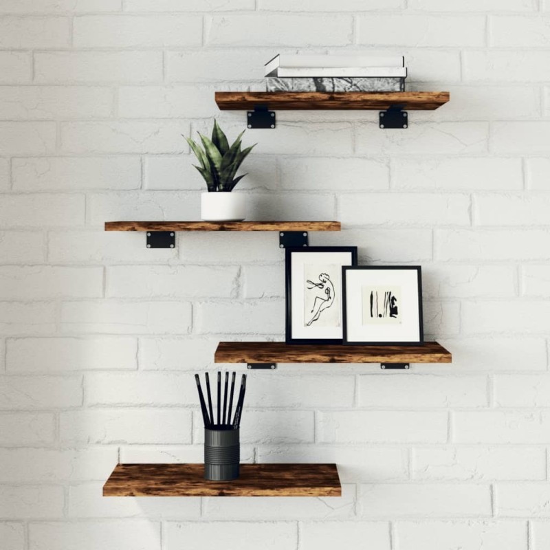 Étagères murales 4 pcs chêne fumé 40x20x1,5cm bois d'ingénierie 531255531255