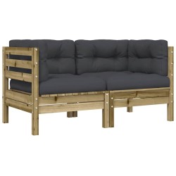 Canapé d'angle de jardin avec coussins 2 pcs bois pin imprégné 531259531259