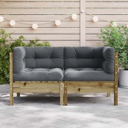 Canapé d'angle de jardin avec coussins 2 pcs bois pin imprégné 531259531259