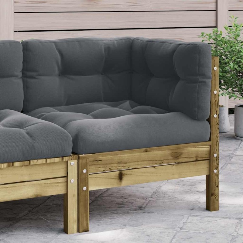 Canapé d'angle de jardin avec coussins bois de pin imprégné 531262531262