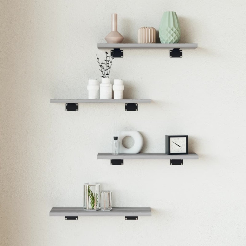 Étagères murales 4 pcs sonoma gris 40x10x1,5 cm bois ingénierie 531268531268