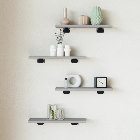 Étagères murales 4 pcs sonoma gris 40x10x1,5 cm bois ingénierie 531268531268