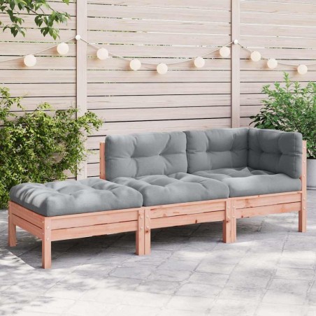 Canapé de jardin avec coussins et repose-pied 3 places 531270531270