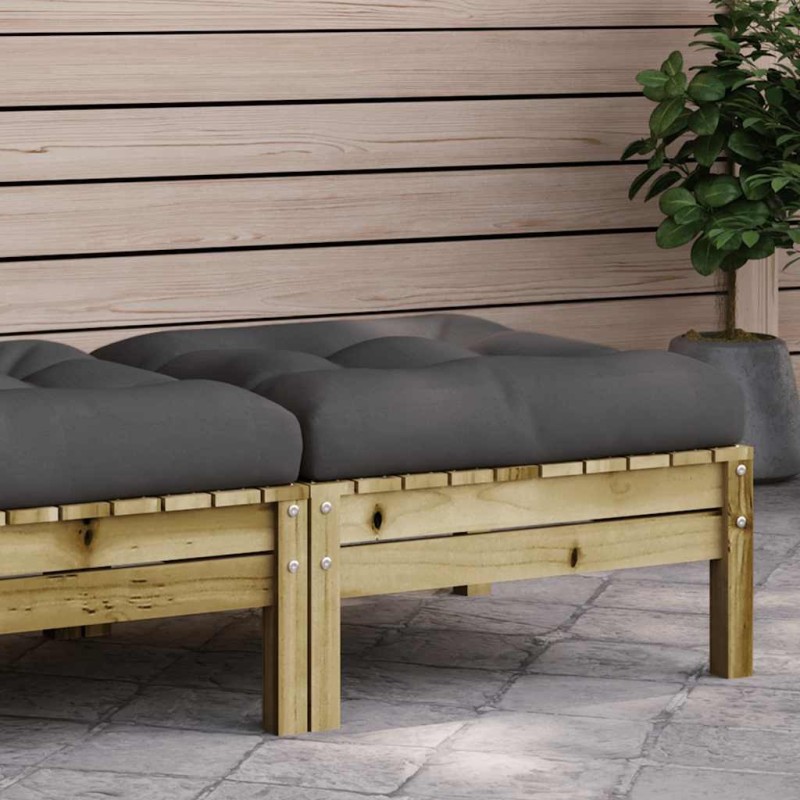 Repose-pied de jardin avec coussin bois de pin imprégné 531271531271