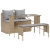 Ensemble à manger de jardin et coussins 3 pcs Beige poly rotin 531297531297